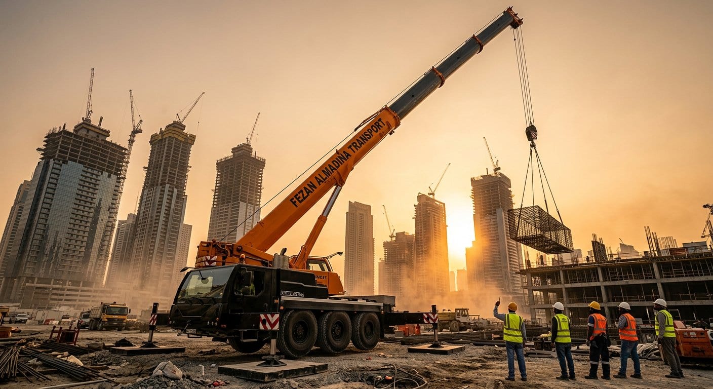 Truck crane lifting at a UAE construction site